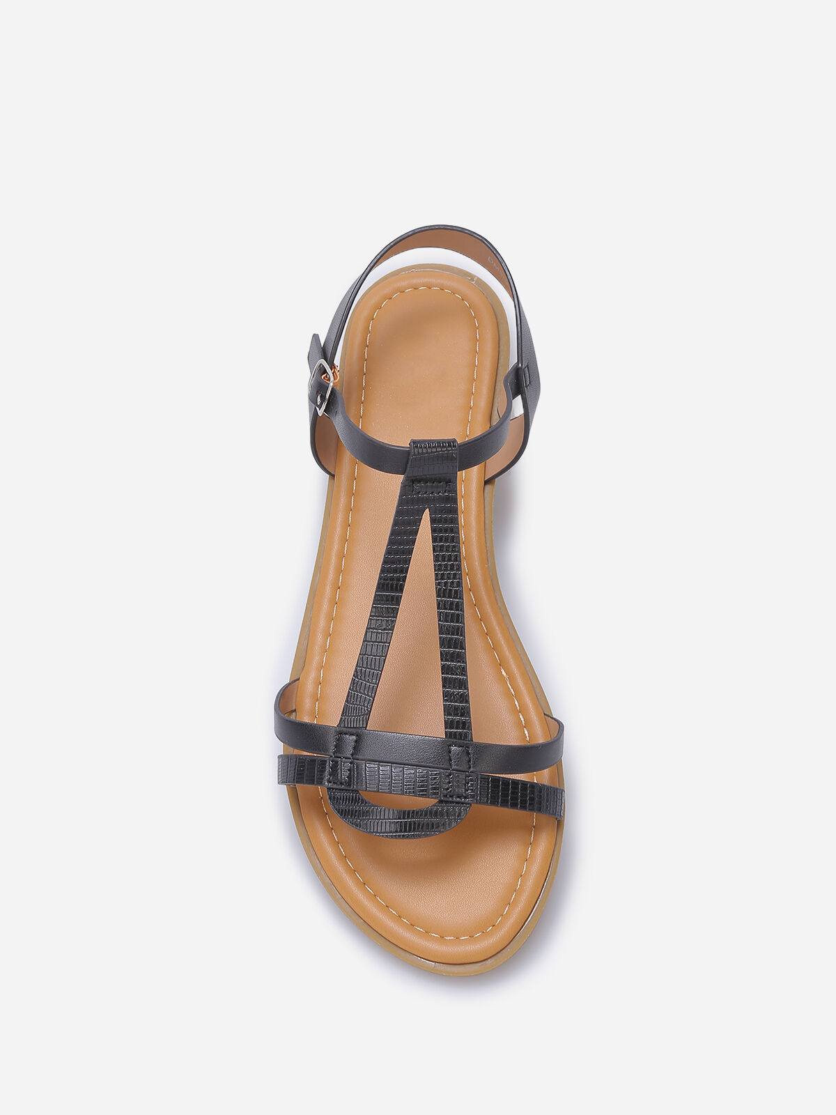Nu-pieds à brides effet croco grandes tailles- Noir