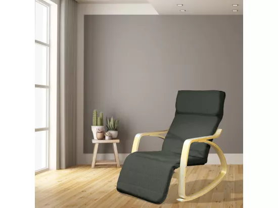 Fauteuil relax à bascule avec repose-pieds réglable mod. ZEN NOIR NATUREL par Yelloo