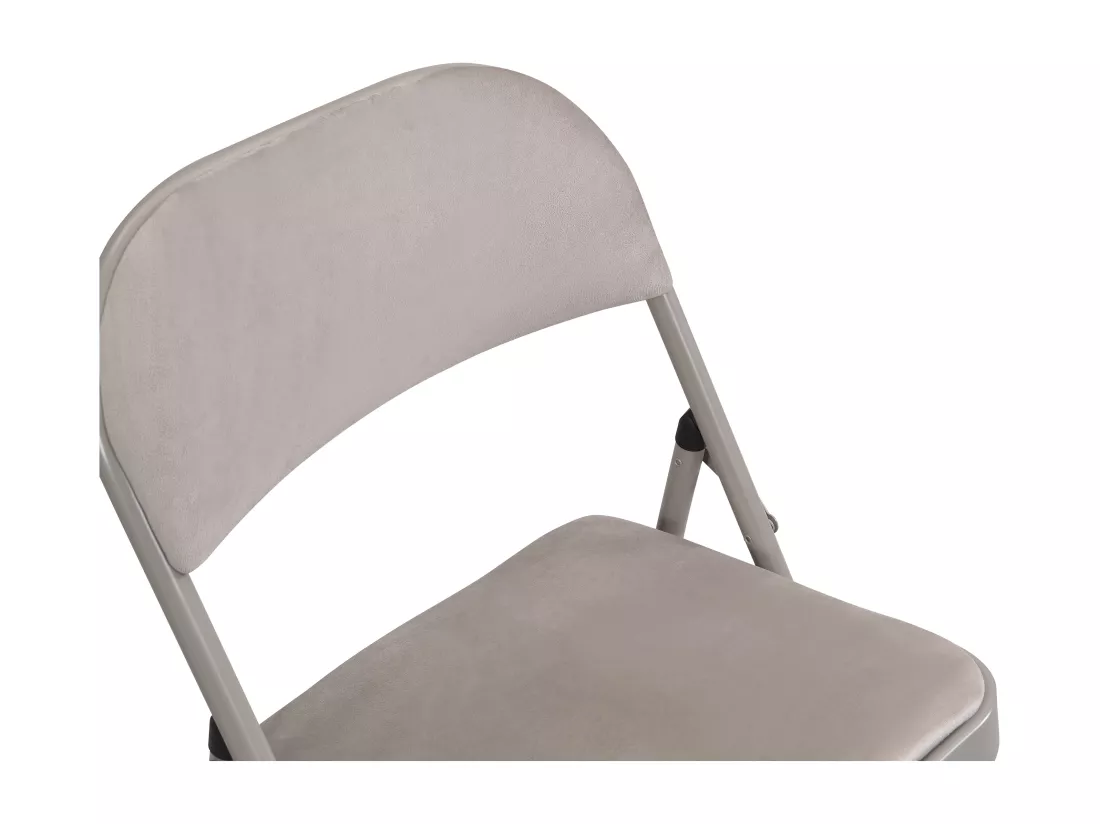 Lot de 2 chaises pliantes en velours et métal - Taupe - ORTENSIA