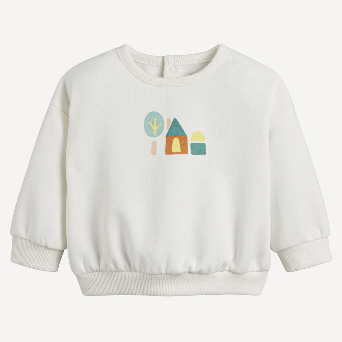 COLEÇÃO LA REDOUTE<br>Suéter de gola redonda, em fleece, com fechamento por botão de pressão nas costas