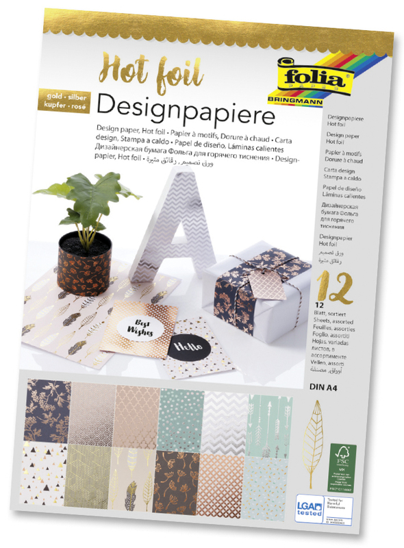 Folia Designpapier, Hot Foil, 12 Blatt, assortiert