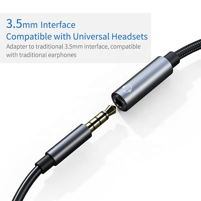 USB-C adapter til 3,5 mm hovedtelefoner og USB-C oplader Sort