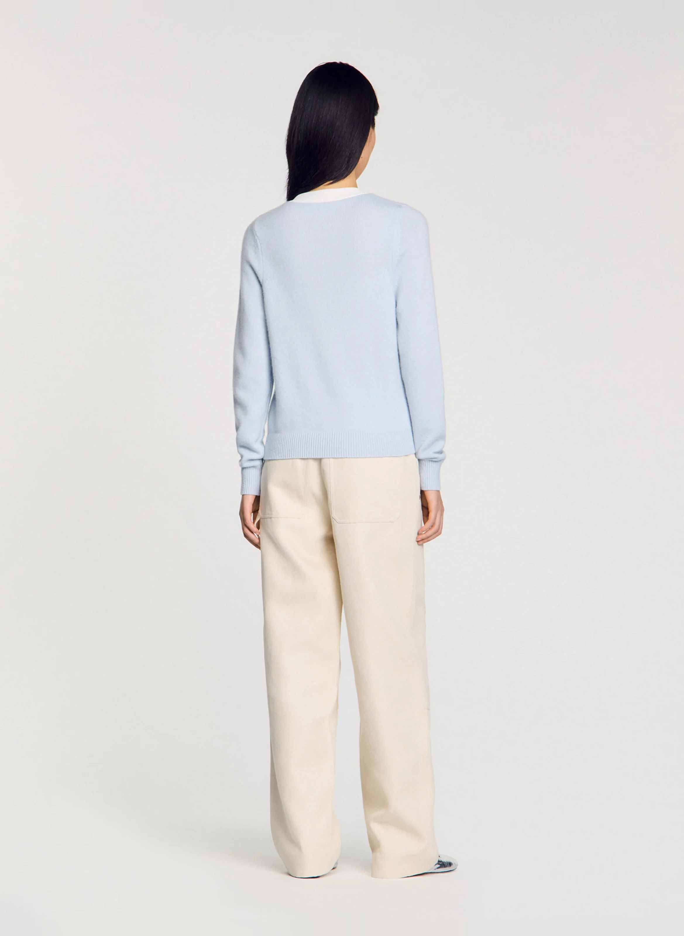 Pull bicolore en laine et cachemire | Bleu