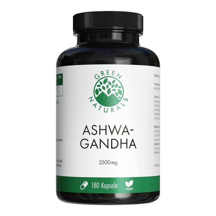 Green Naturals Ashwagandha 2500mg hochdosiert vegane Kapseln , 180 St