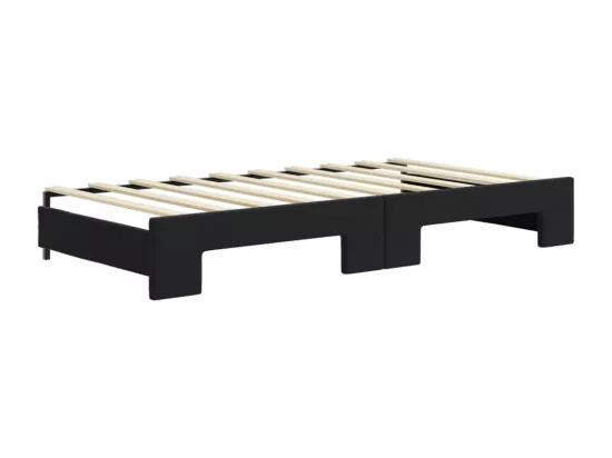 Lit de jour avec gigogne et matelas noir 90x190 cm velours