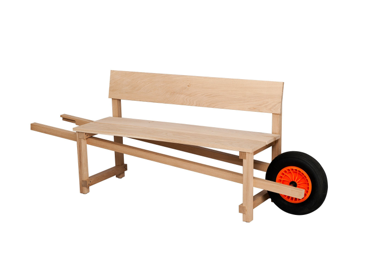 Weltevree Wheelbench tuinbank kruiwagenbank eiken