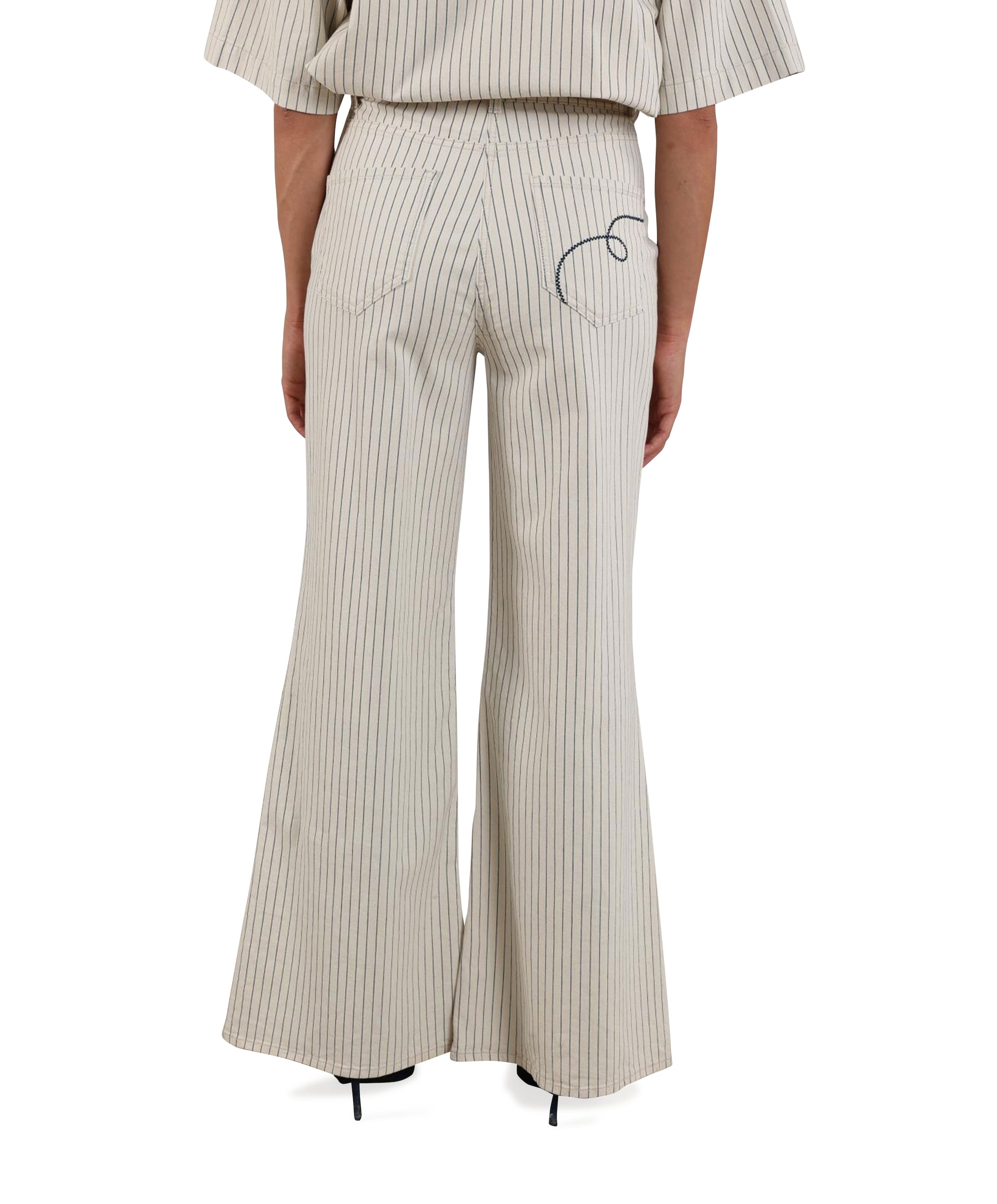Nukus Senna Stripe dames broek ecru