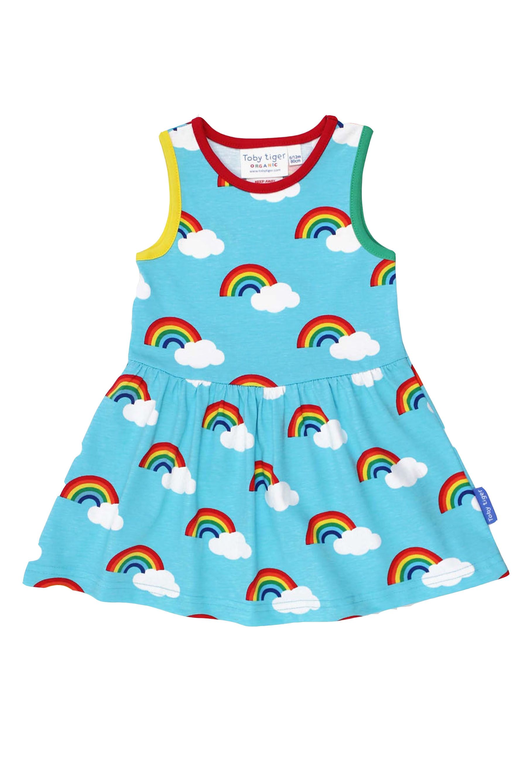 Toby Tiger Kleid mit Regenbogen Print