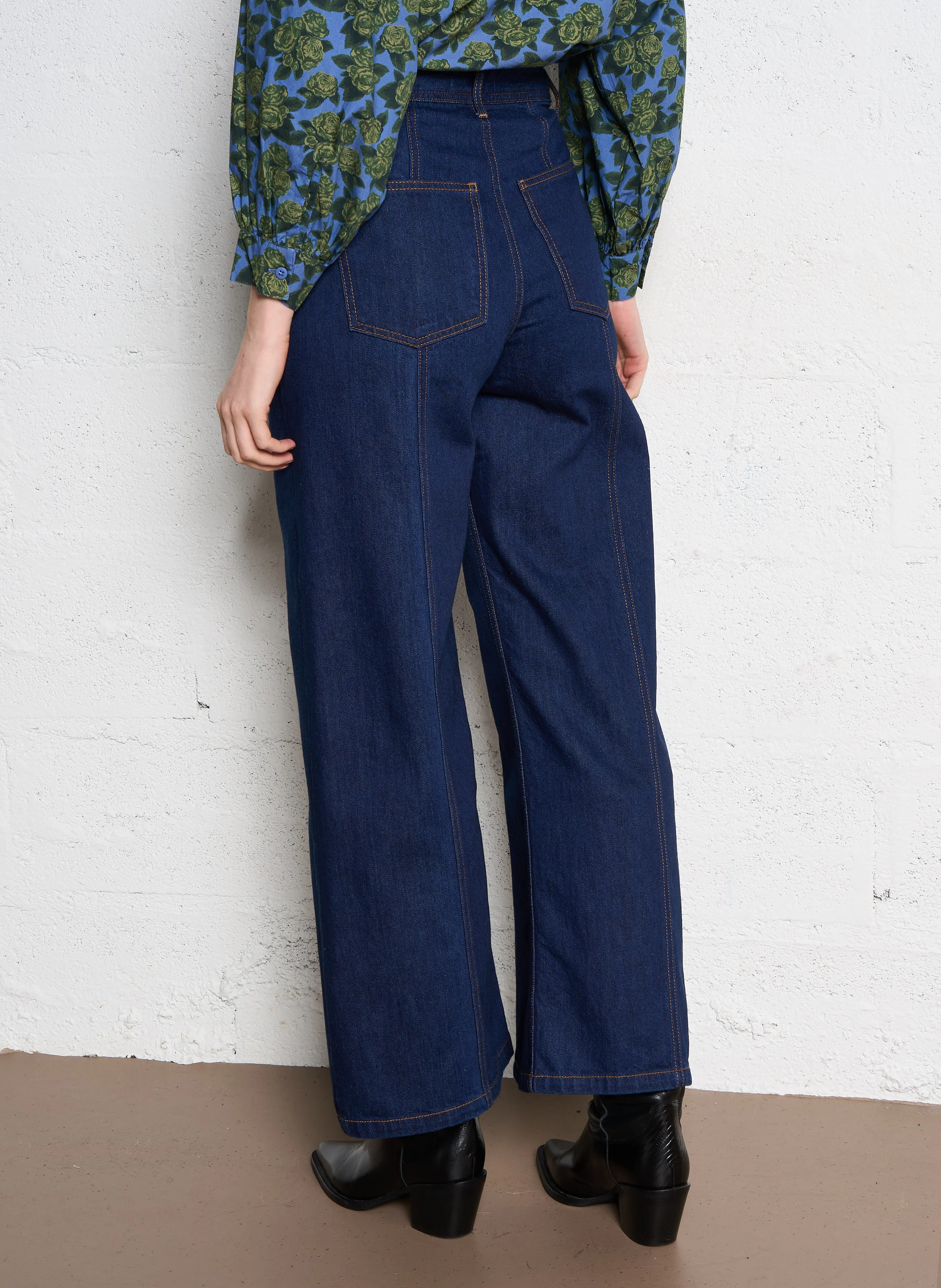 BERTA - Jean brut droit en coton | Bleu