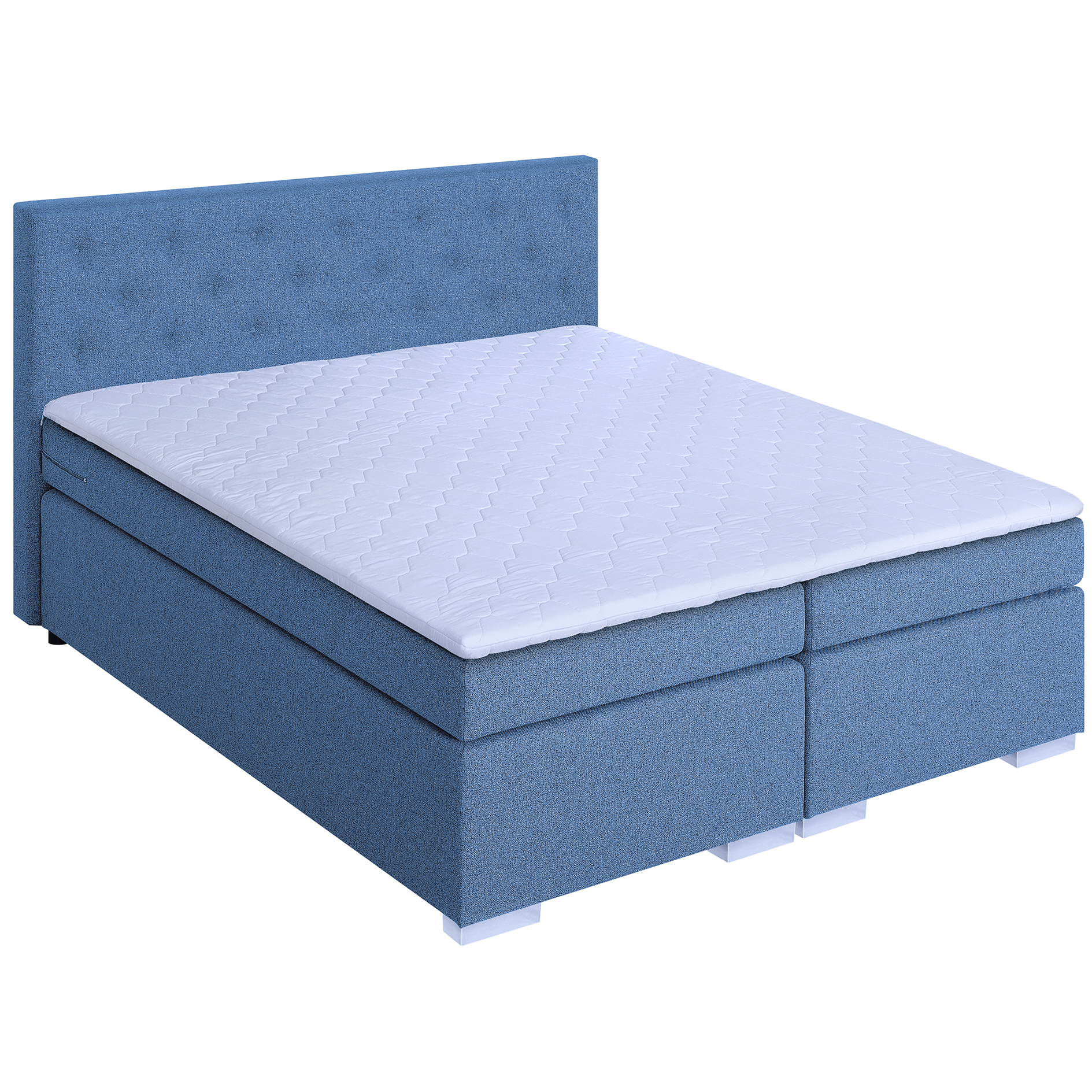 Boxspringbett - blau - Webstoff - H3 - 180x200 cm