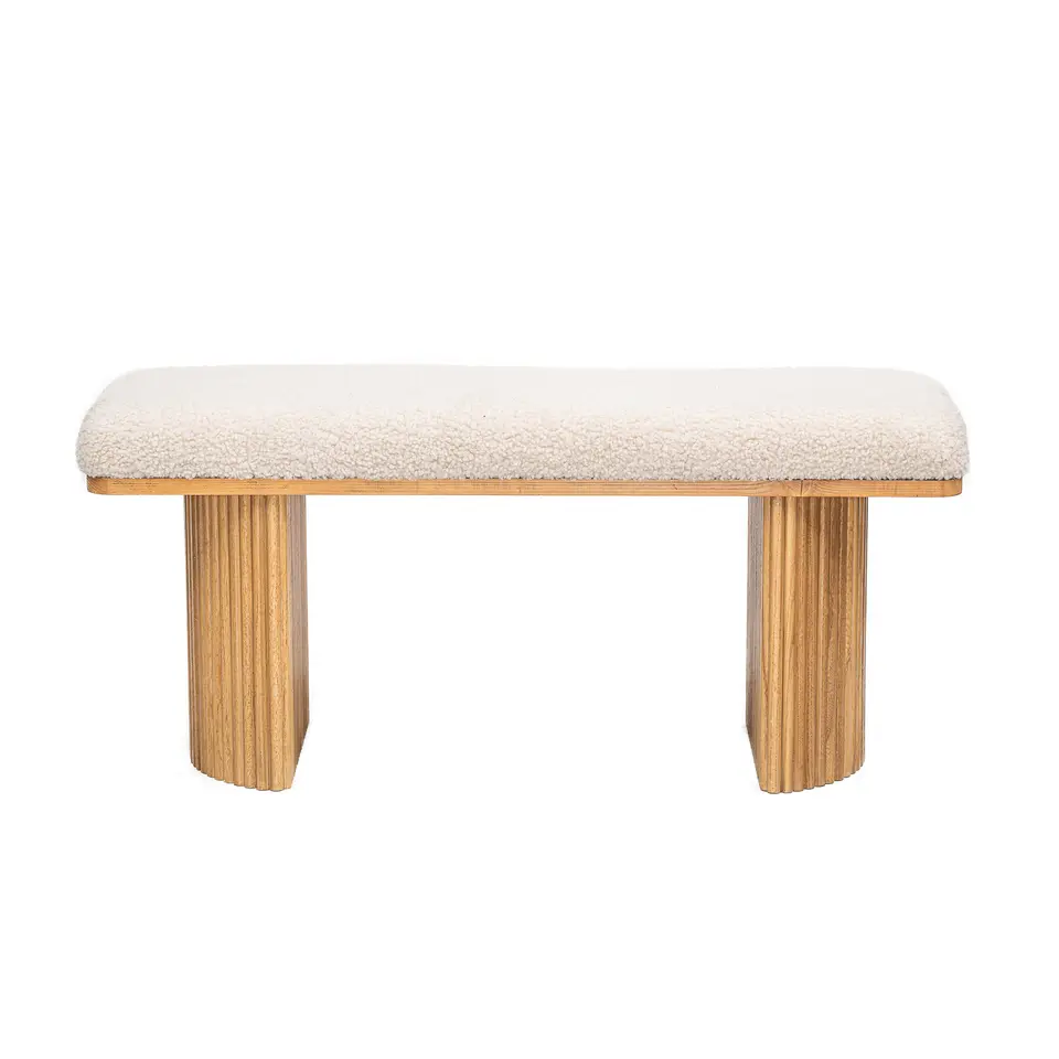 Bank van massief hout en witte lussen