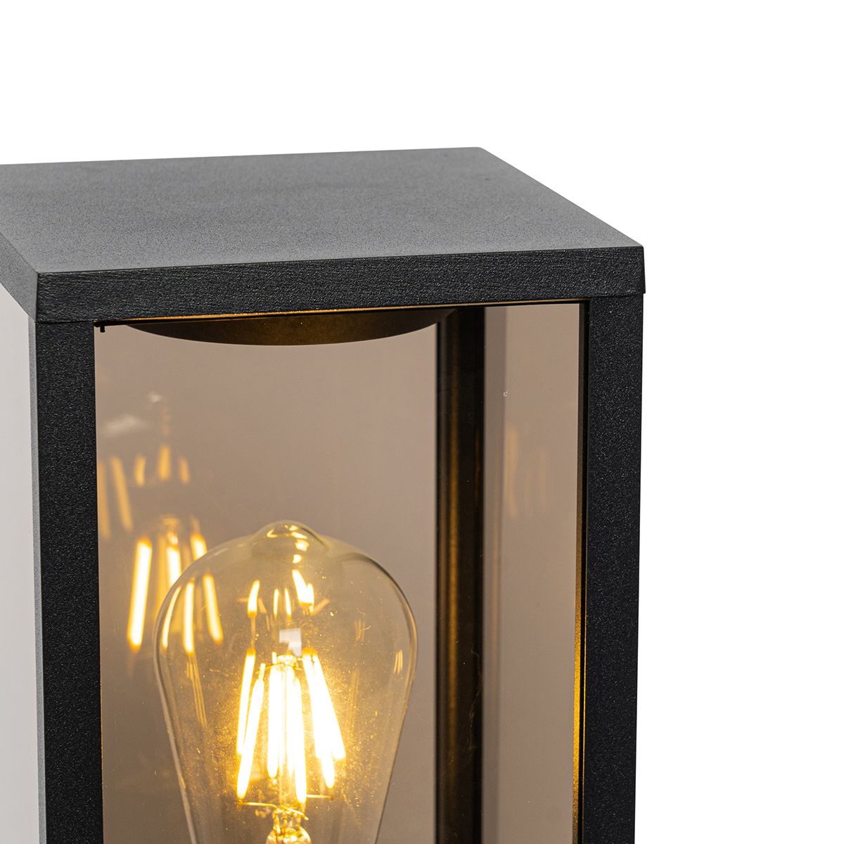 Buitenlamp zwart met smoke glas met grondpin en kabelmof 40cm IP44 - Charlois
