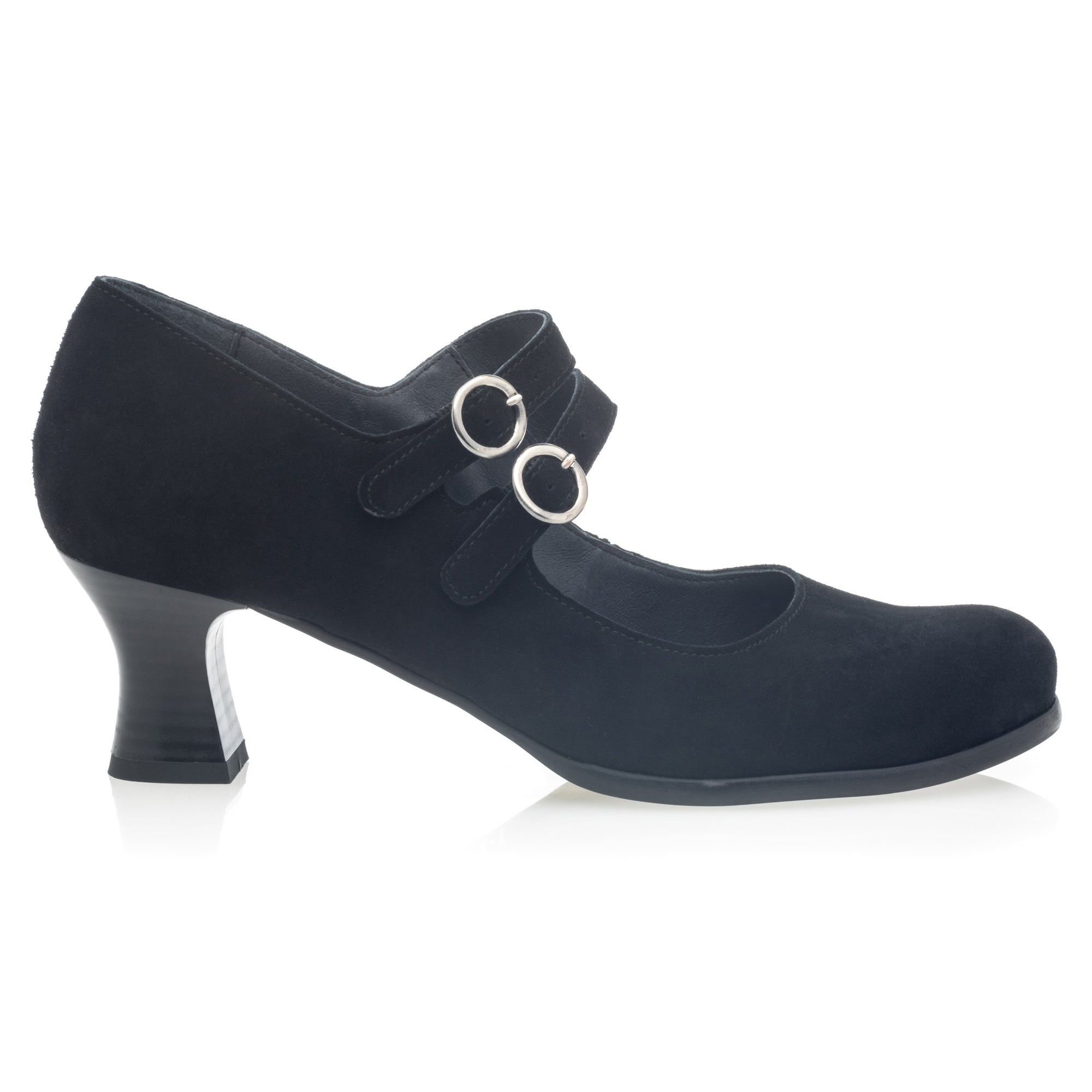 Babies à talon Femme en cuir noir