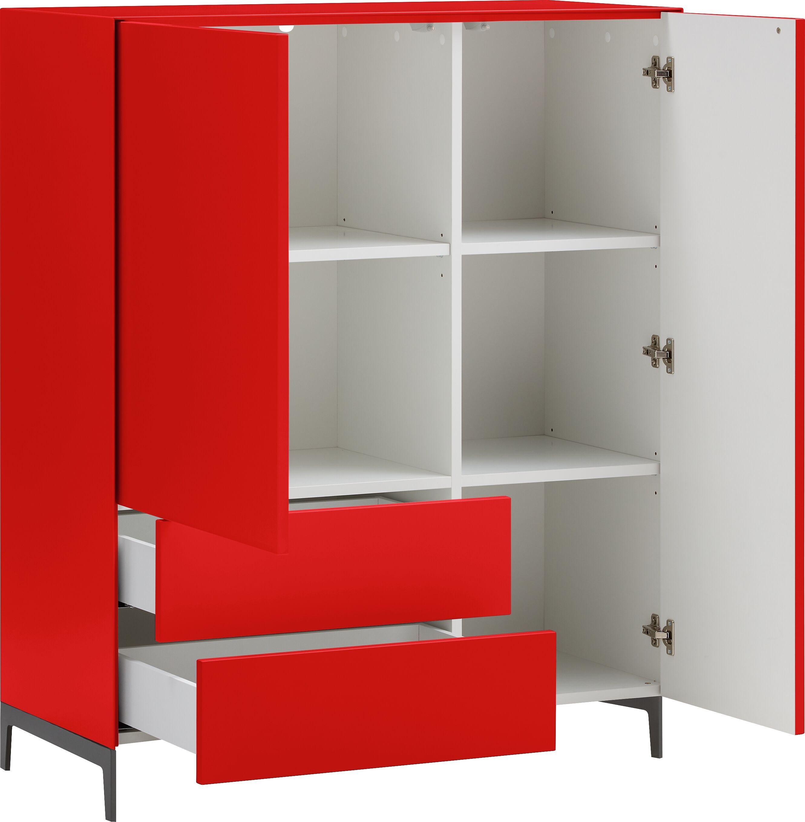 LUX Highboard - Rot / B: 100.0 cm x T: 46.0 cm x H: 123.5 cm