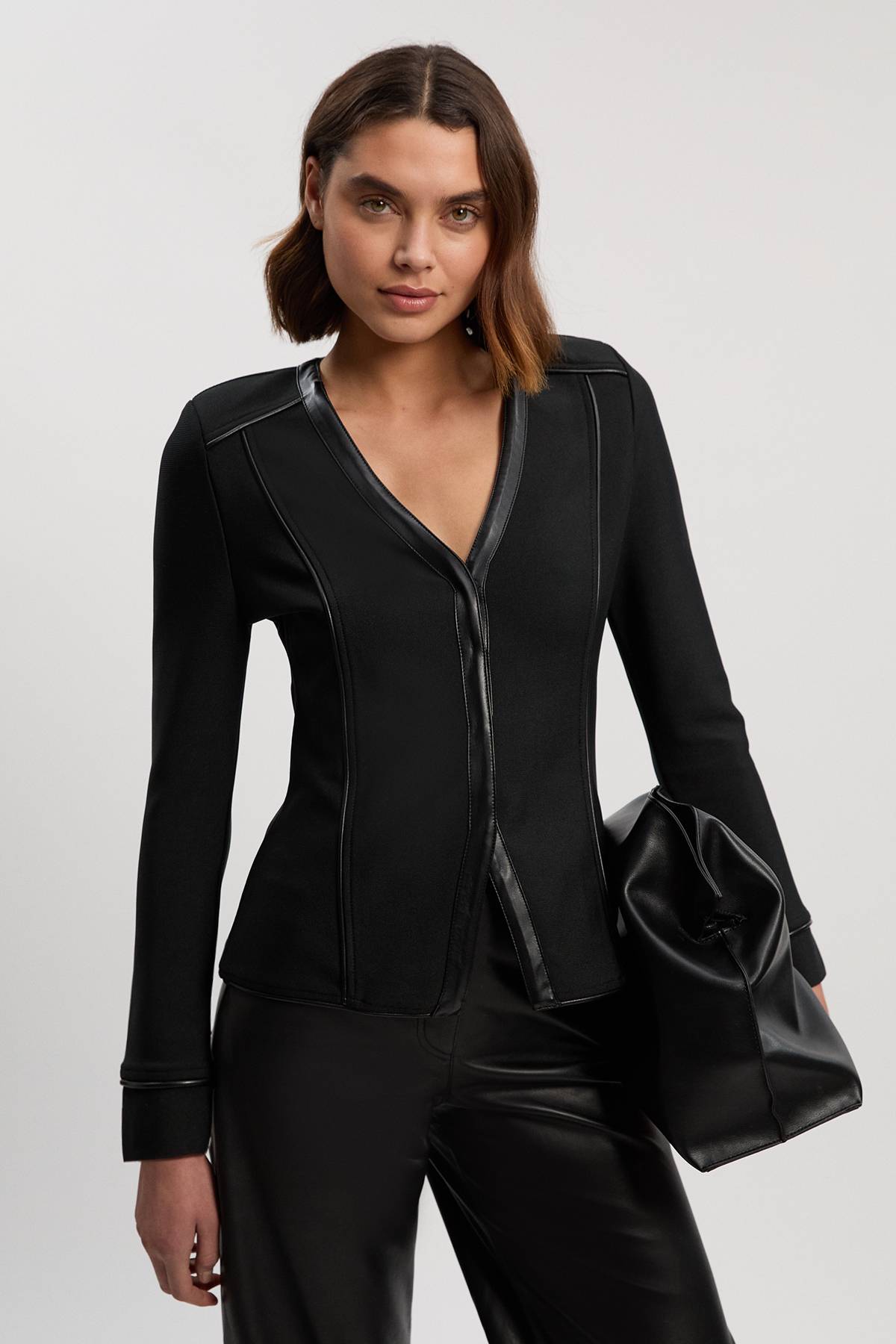 KarenMillen Haut Petite à Col V avec Détails Bandage en SYNTHÉTIQUE