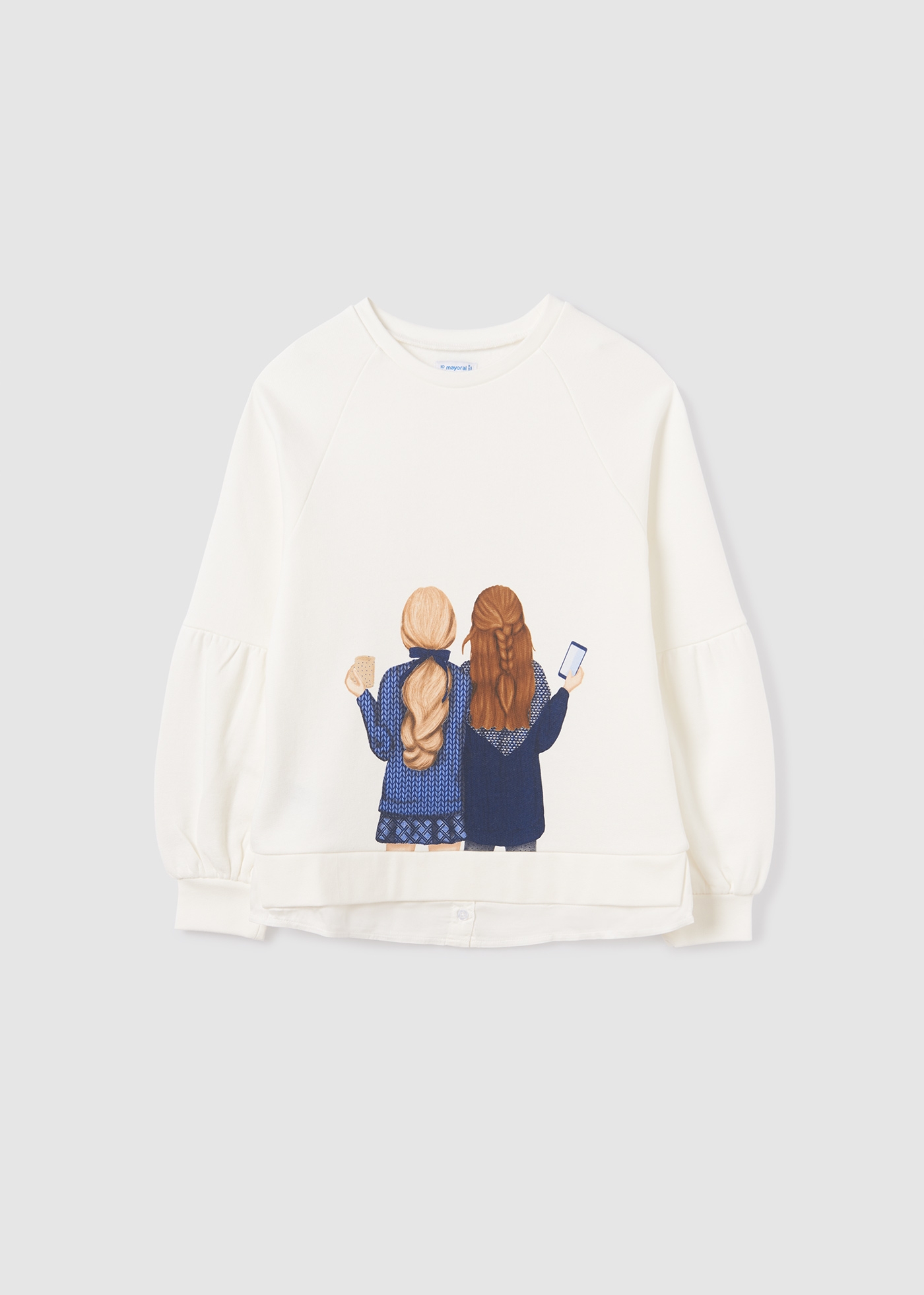 Moletom feminino com estampa, confeccionado em algodão sustentável.