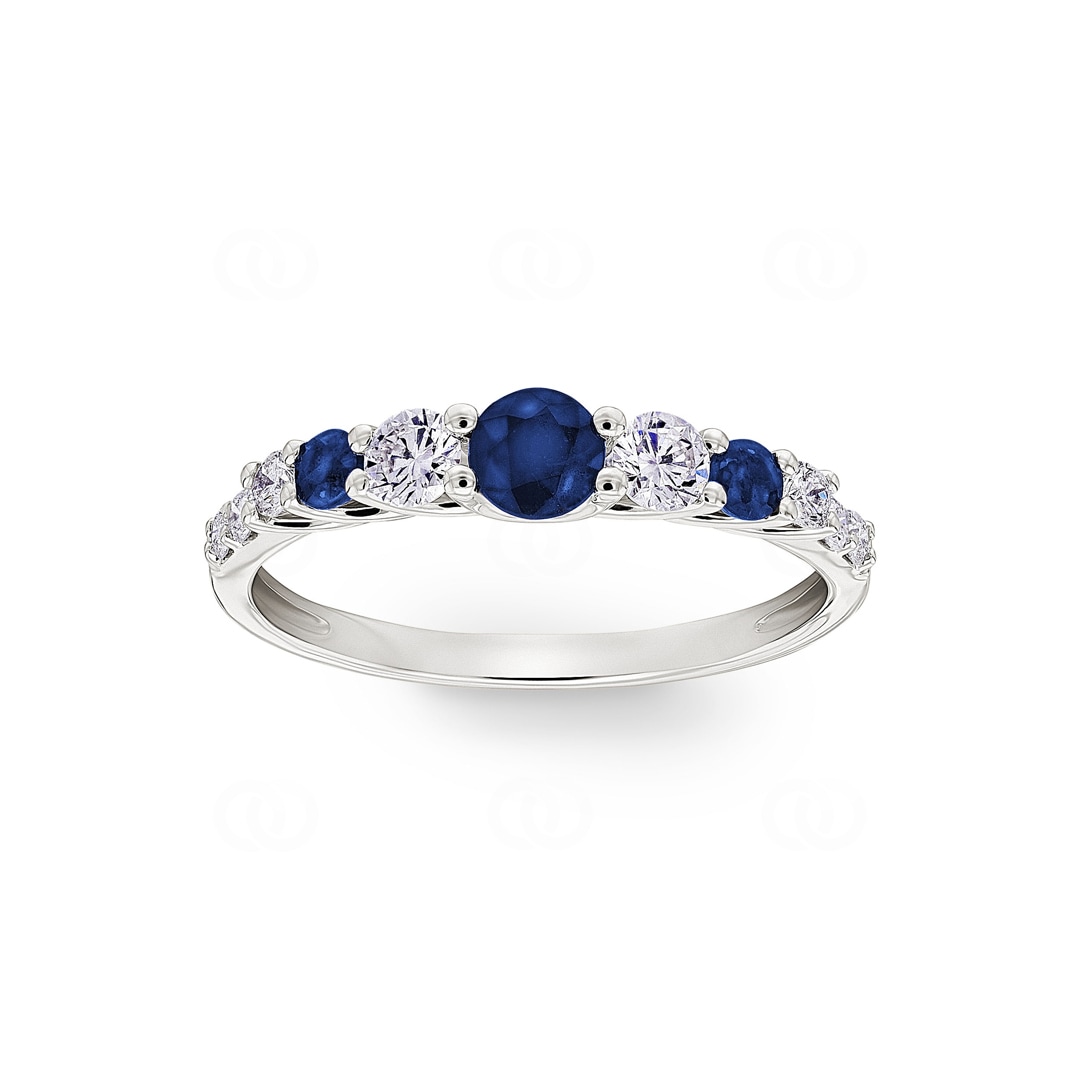 Mémoire Ring 750/18 K Weissgold mit Saphiren & Diamanten 0.35 ct H/si