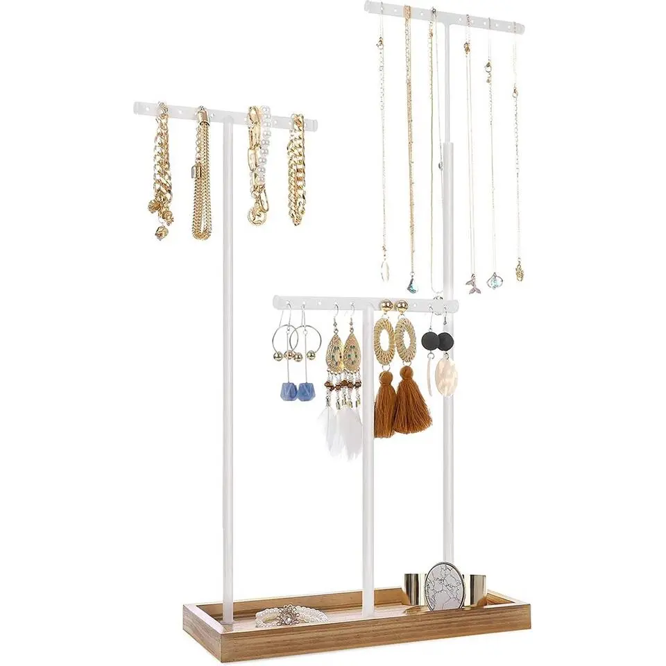 Parya Home - Sierradenrek - Oorbellenstandaard - 2-in-1 - Hout - Wit