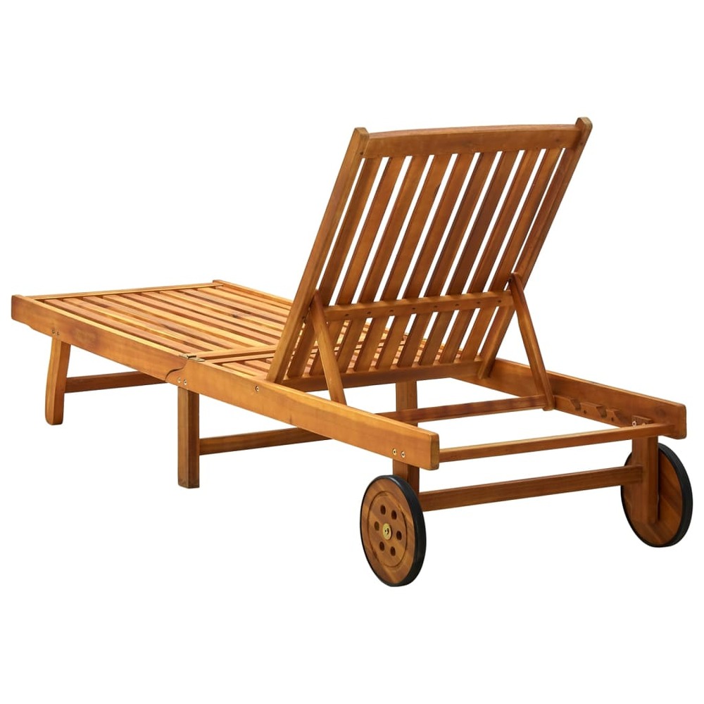 Transat chaise longue bain de soleil lit de jardin terrasse meuble d'extérieur 200 cm avec coussin bois d'acacia solide 02_00