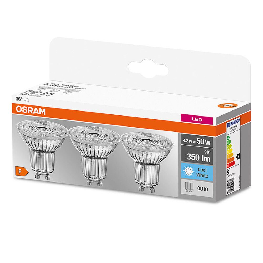 LYSPÆRE OSRAM LED PAR16 GU10 350LM 4,3W 3PK