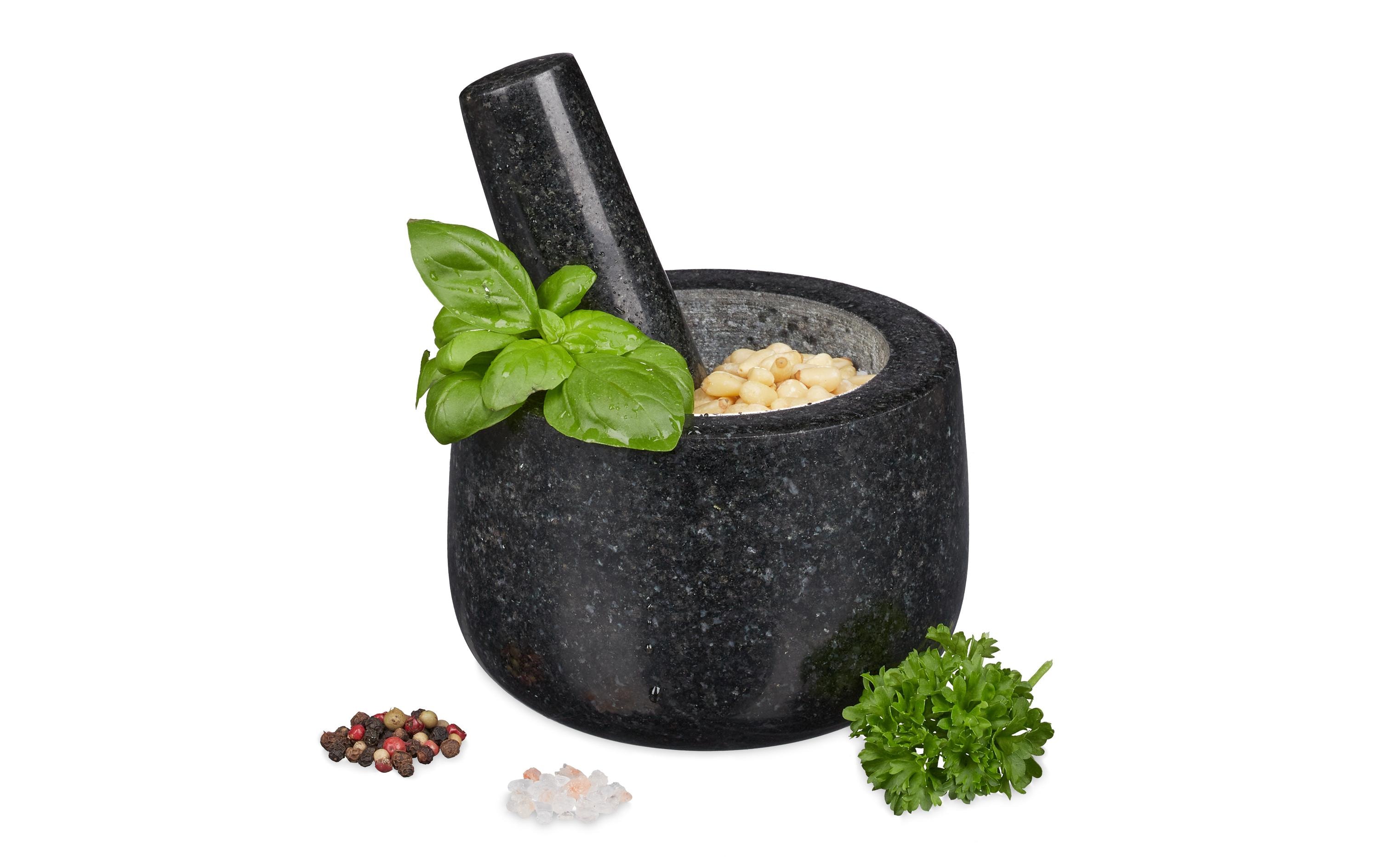 Mörser mit Stössel 12 cm, GranitPolierter Gewürzmörser und Stössel
