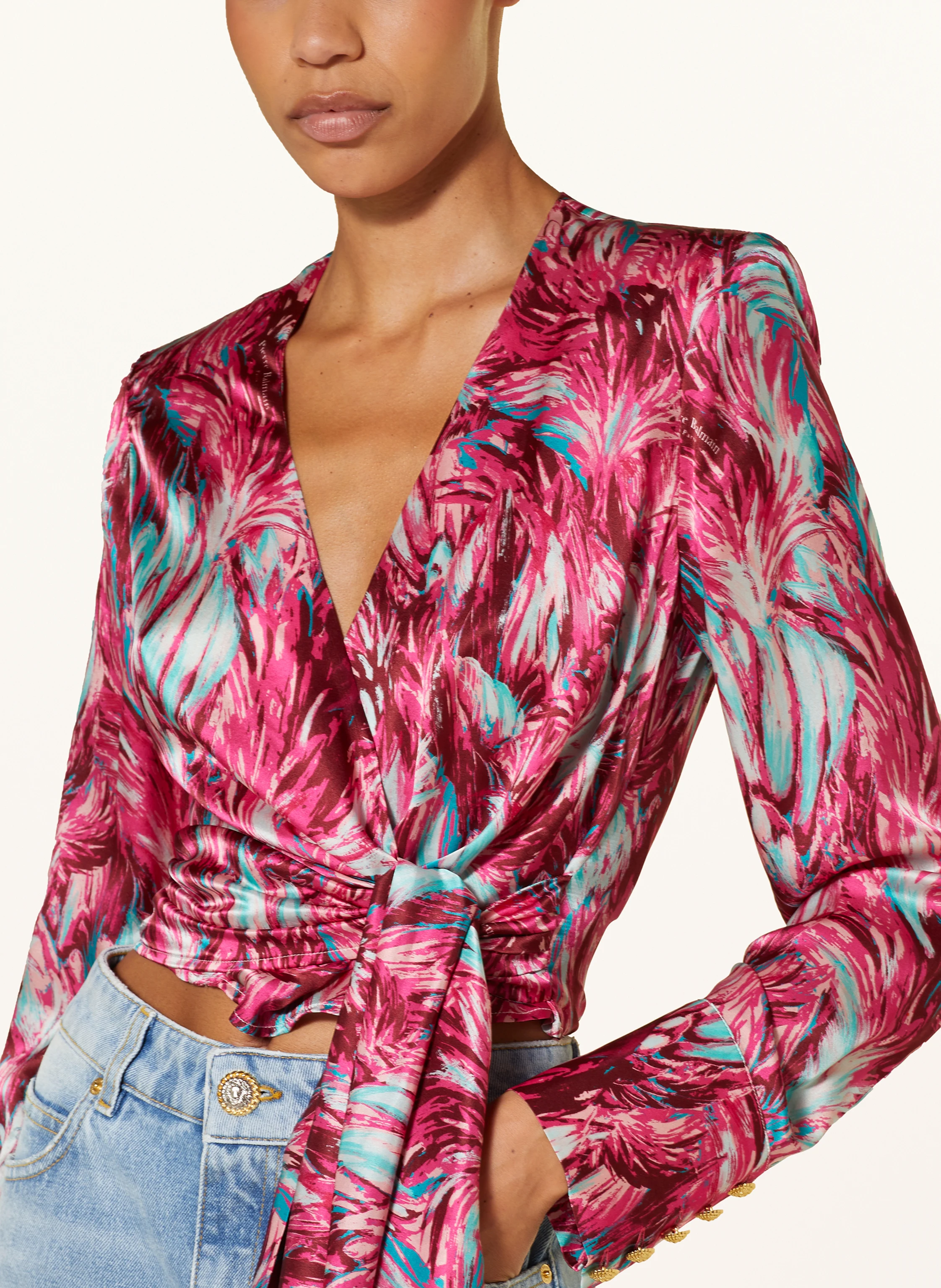BALMAIN Wickelbluse aus Seide