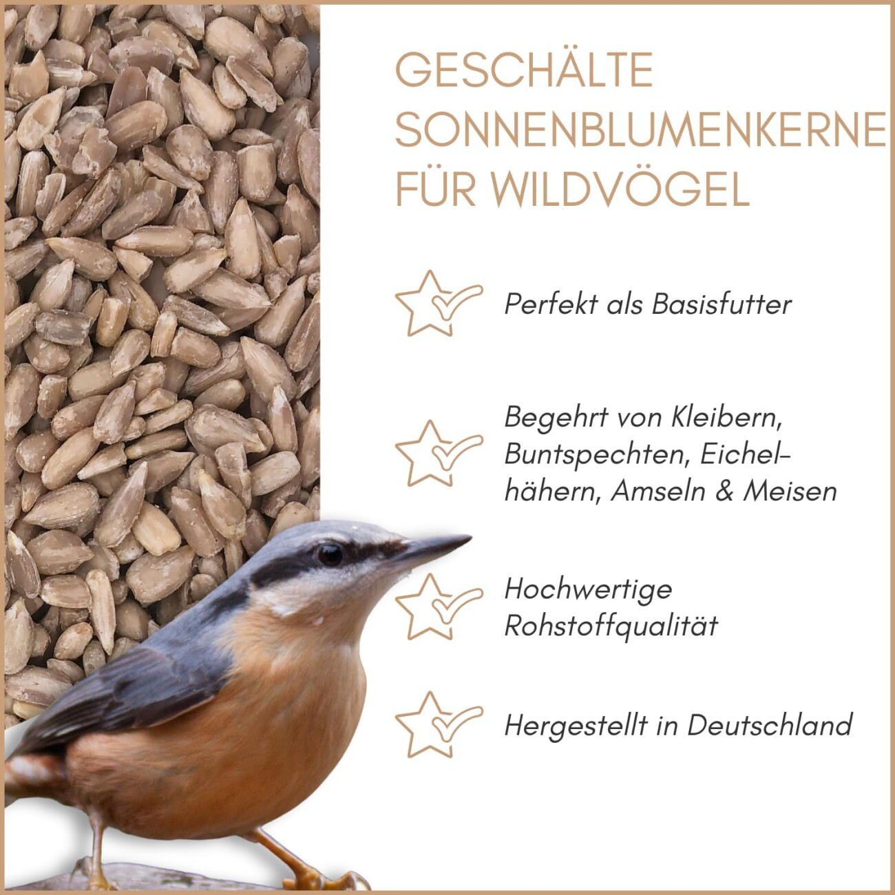 Supravit Sonnenblumenkerne geschält - Ganzjahresfutter für Wildvögel 2,5 kg