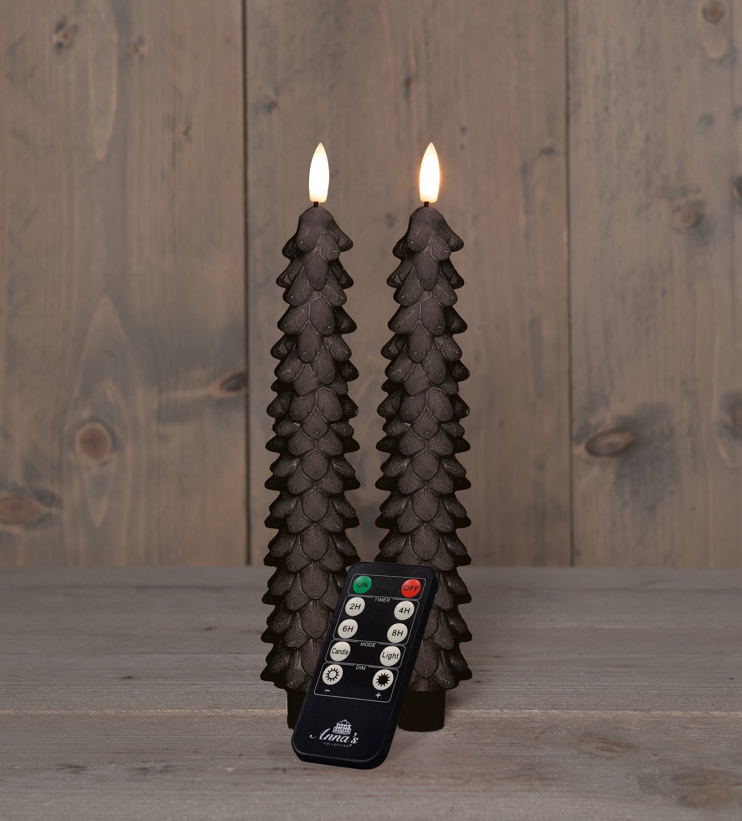 Anna's Collection LED dinerkaars Rambu kerstboom zwart D 2,2 H 23 cm