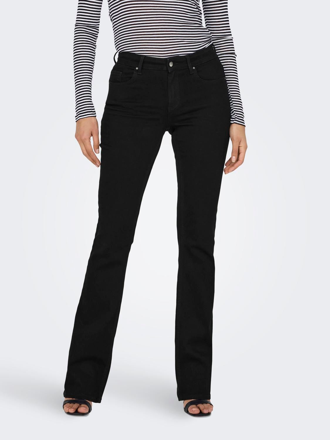 ONLBLUSH Mittlere Taille Ausgestellt Jeans Black Denim