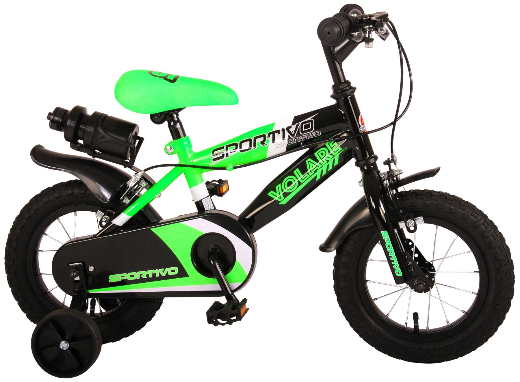 Kinderfahrrad Sportivo für Jungen 12 Zoll Kinderrad Neongrün Schwarz