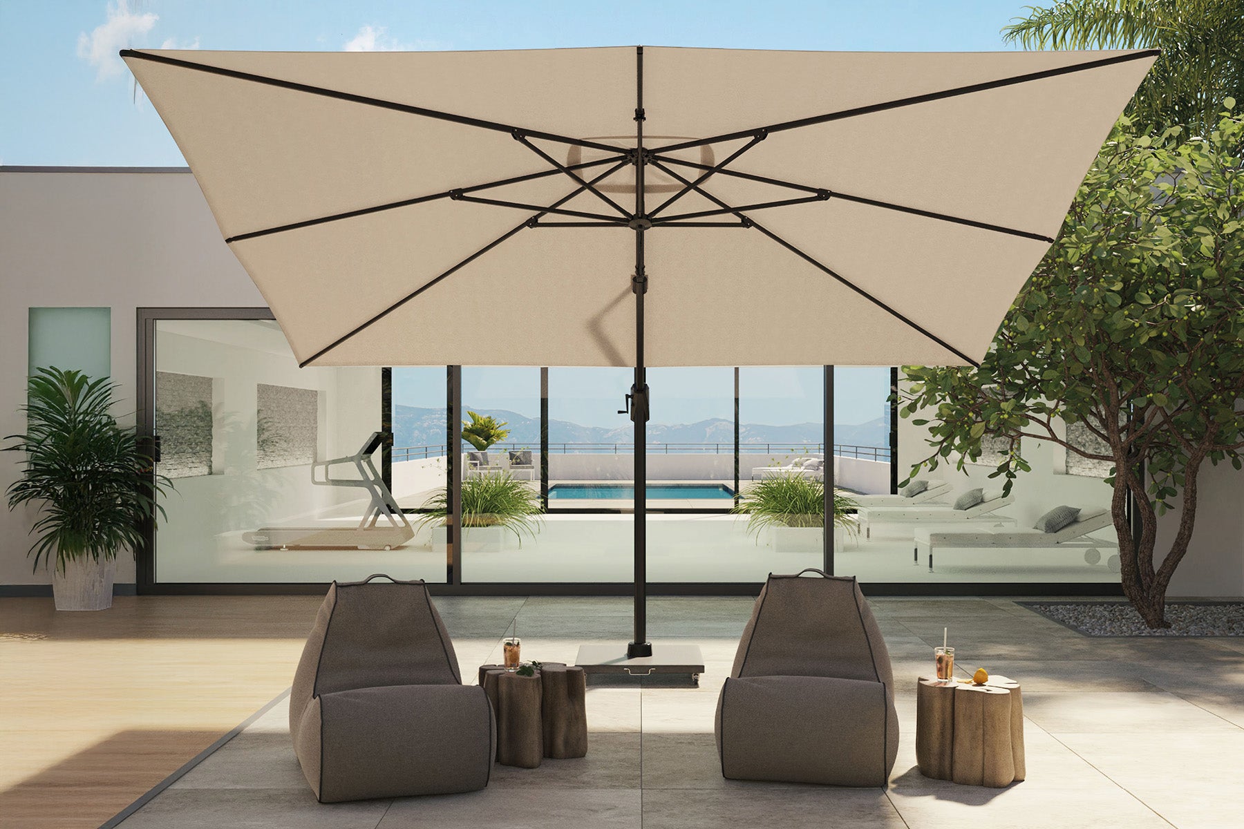 Platinum Challenger Zweefparasol T1 Premium 4x3 m. - Champagne