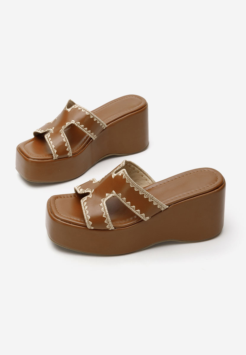 Mules compensées femme bruns Lollita