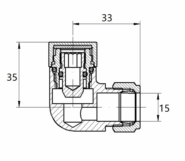 Mueller thermostatische radiator aansluitset haaks verkeerd rechts mat zwart