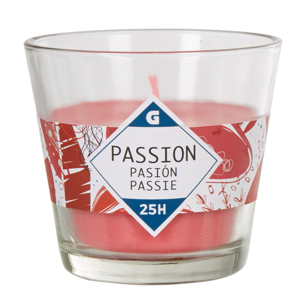 Bougie dans verre transparent senteur passion h.8,3 cm