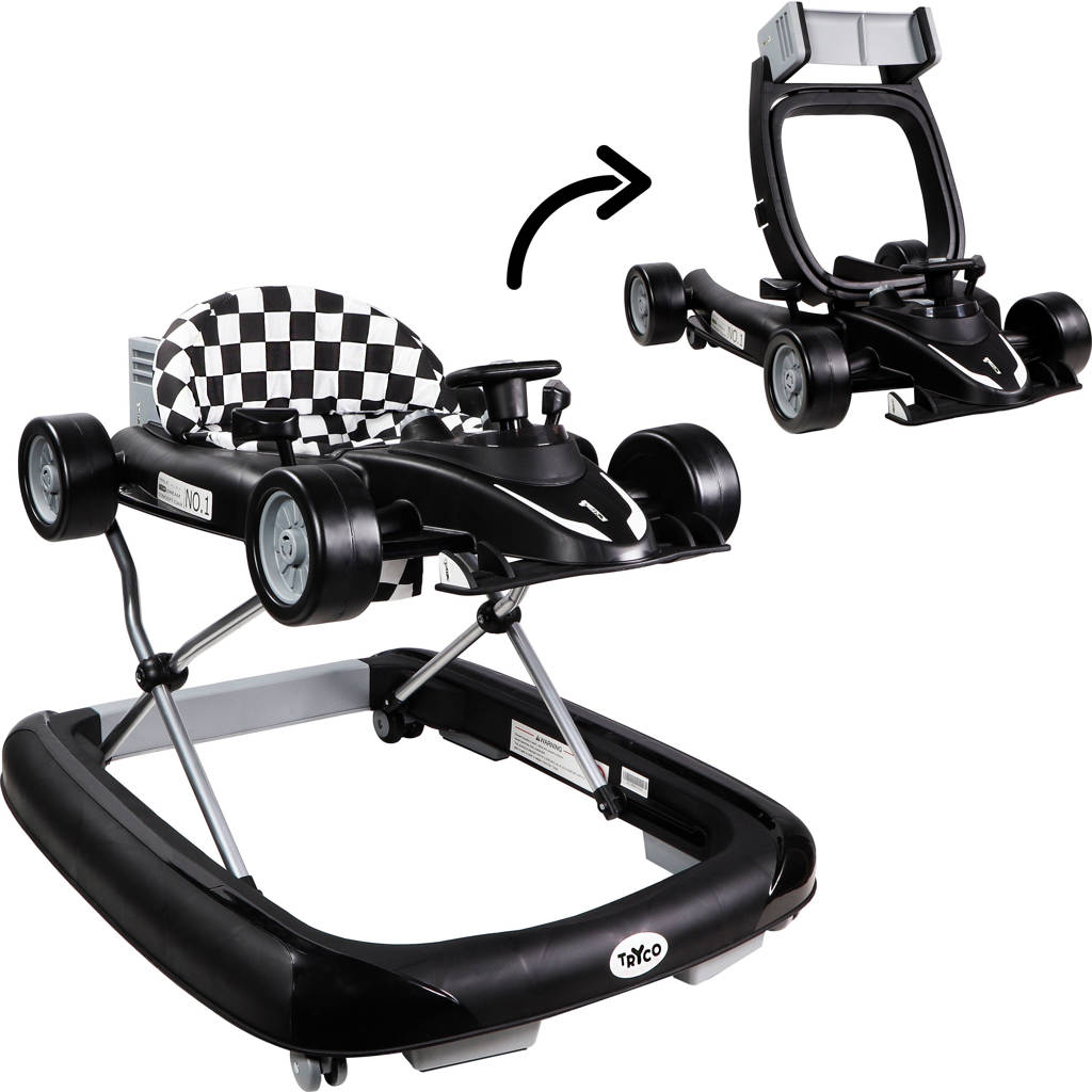 3-in-1 Baby Walker - F1 Racer - Black