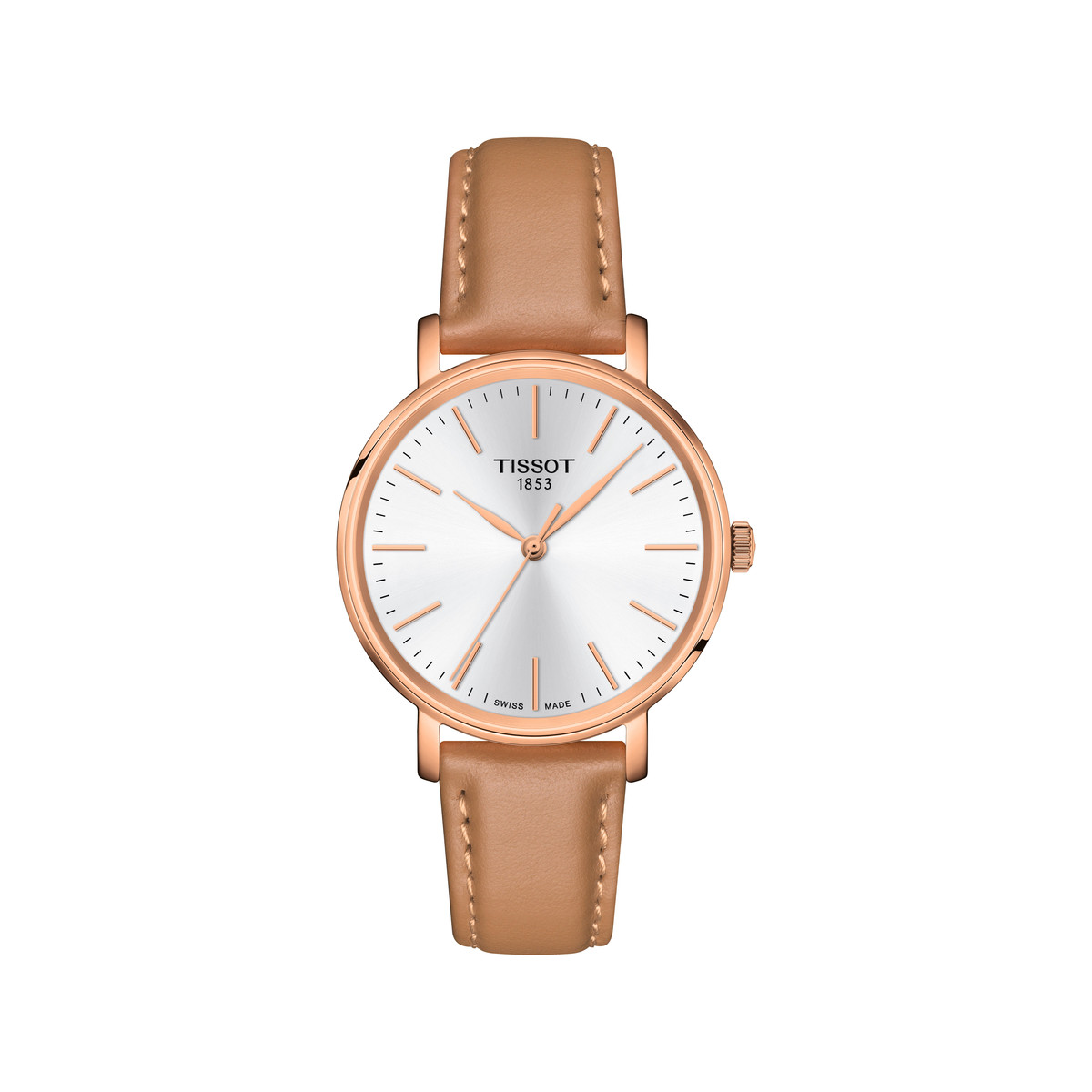 Montre TISSOT T-classic femme bracelet cuir beige