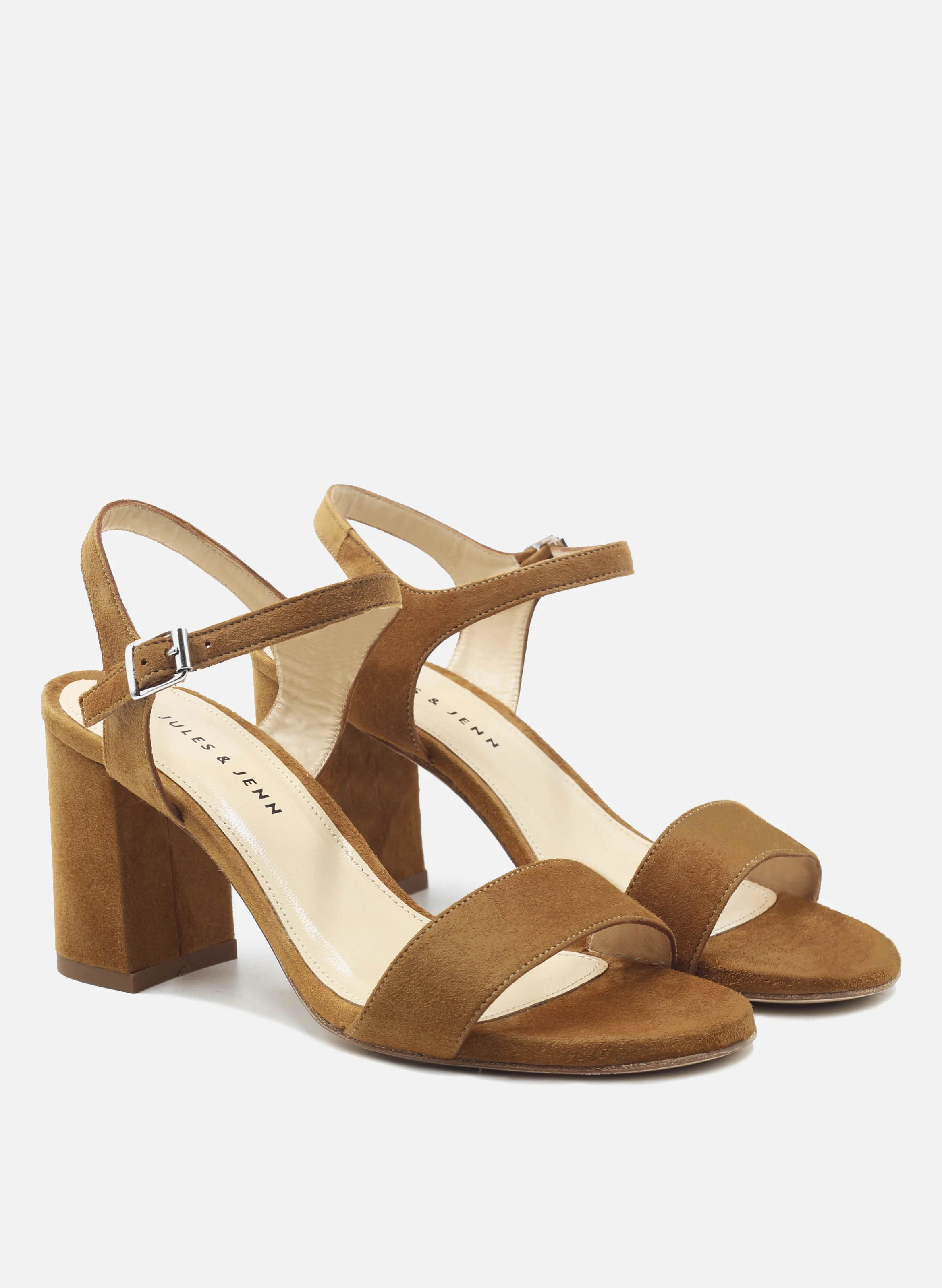 Sandales à talon cuir daim | Marron