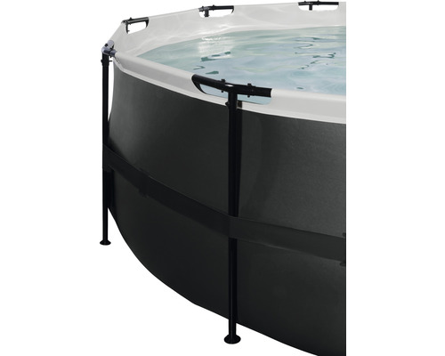 Opbouwzwembadframe zwembadset EXIT BlackLeather Style rond Ø 450x122 cm incl. zandfiltersysteem & ladder zwart