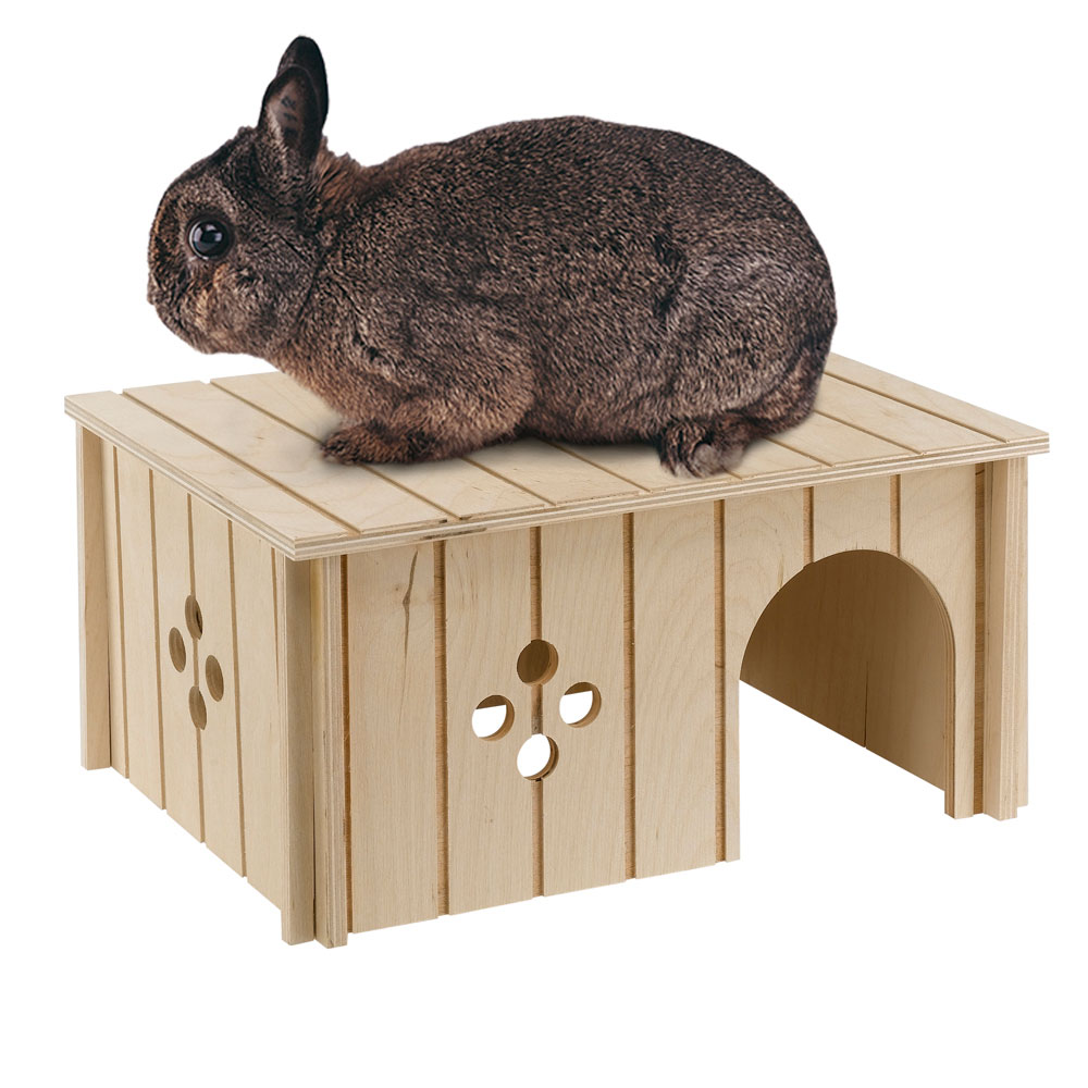 Ferplast maison pour lapins sin 4646, lapins nains, bois fsc, entrée de face, trous pour la ventilation