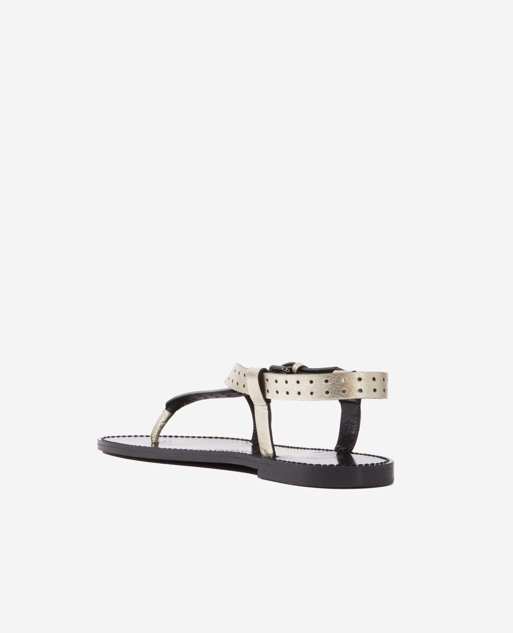 Sandales dorées en cuir perforé