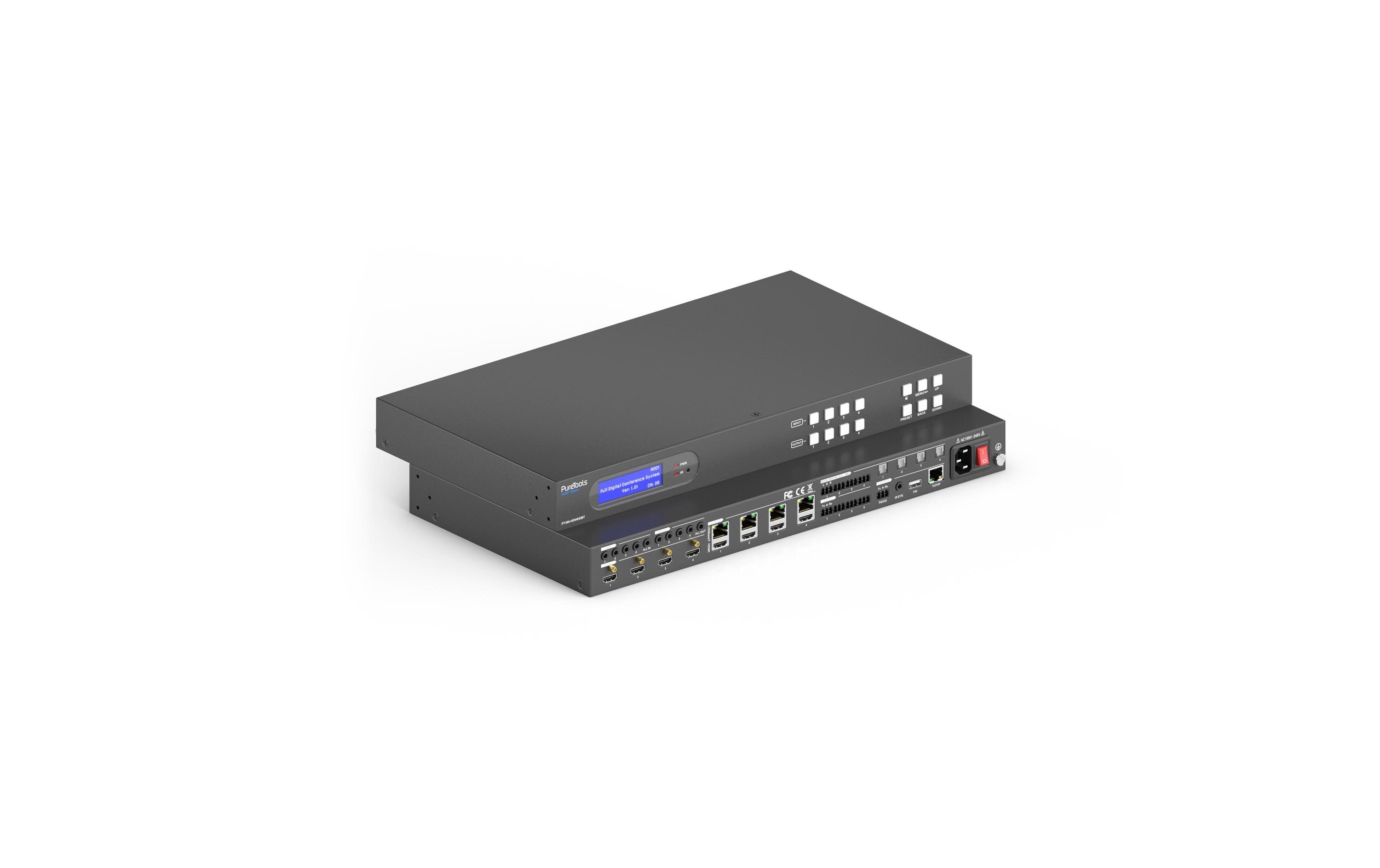 Matrix Switcher PT-MA-HD44HDBT<br>4x4 4K 18Gbps HDMI HDBaseT Matrix mit Audio Matrix und ARC