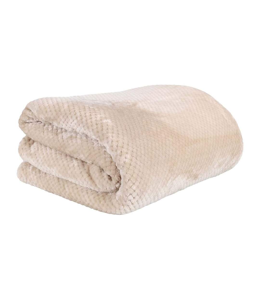 Plaid sherpa effet nid d'abeille 180x220 cm Beige