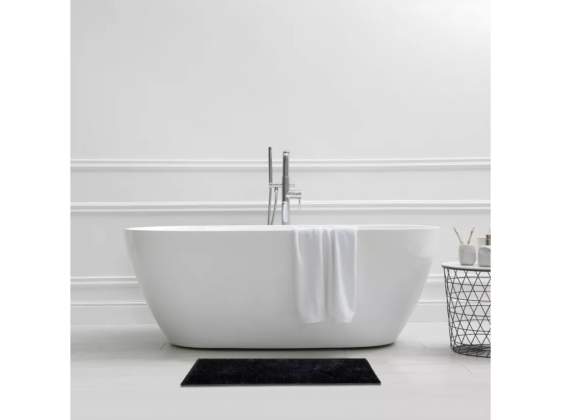 Tapis de bain en polyester uni carbone 50x80cm