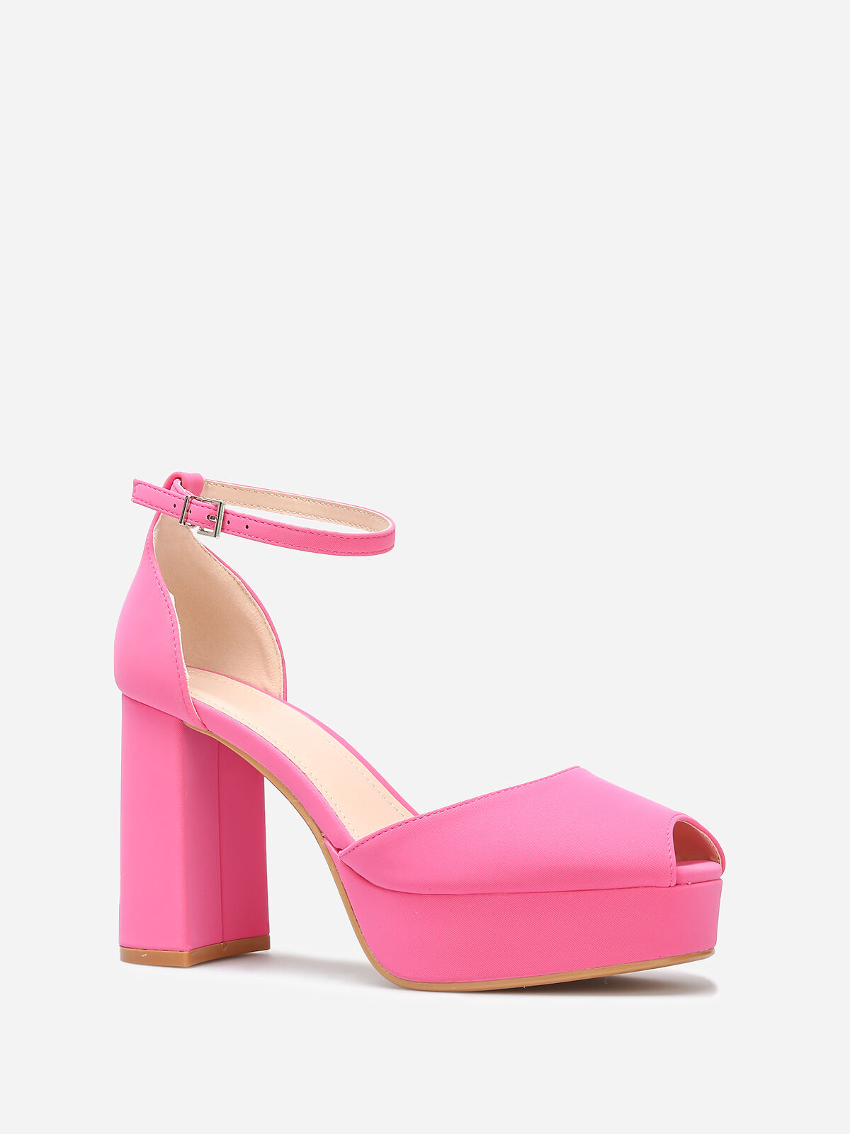Escarpins peep toes à plateforme- Fuchsia
