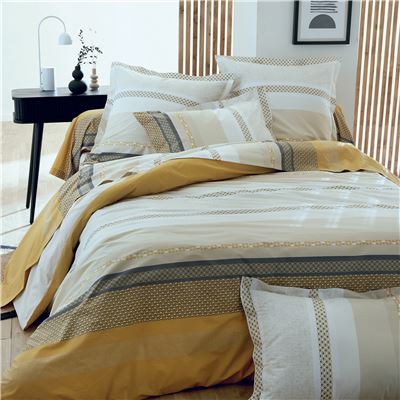 Linge de lit percale motif bandes géométriques