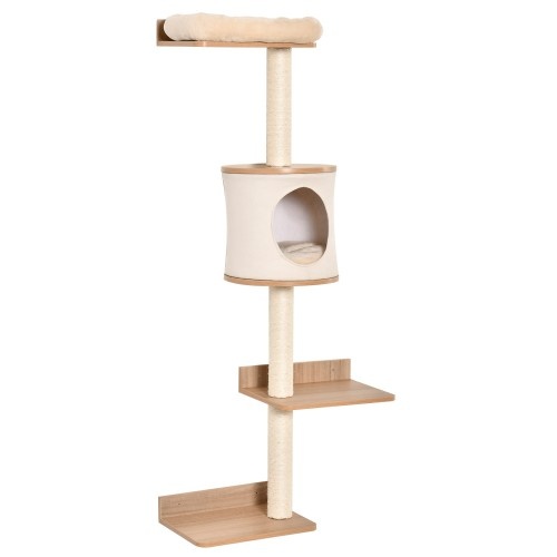 Árvore para gatos PawHut para montagem na parede com plataformas