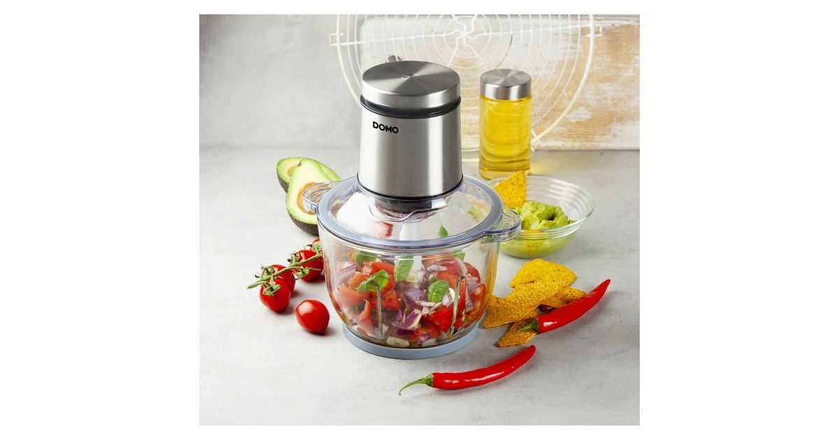 DomoDO9244MC Maxi-chopper met glazen kom hakmolen  (Zilver/transparant)