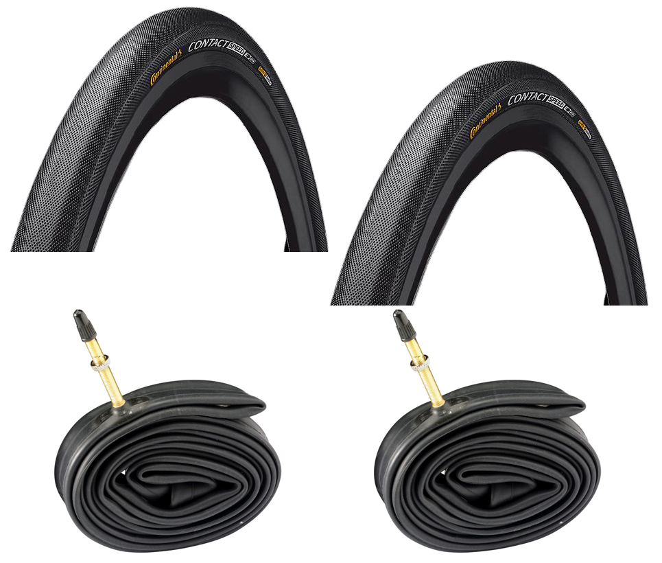 2 Dæk + 2 Slanger Continental Contact Speed 700x32 (32-622) med refleks Racer ventil