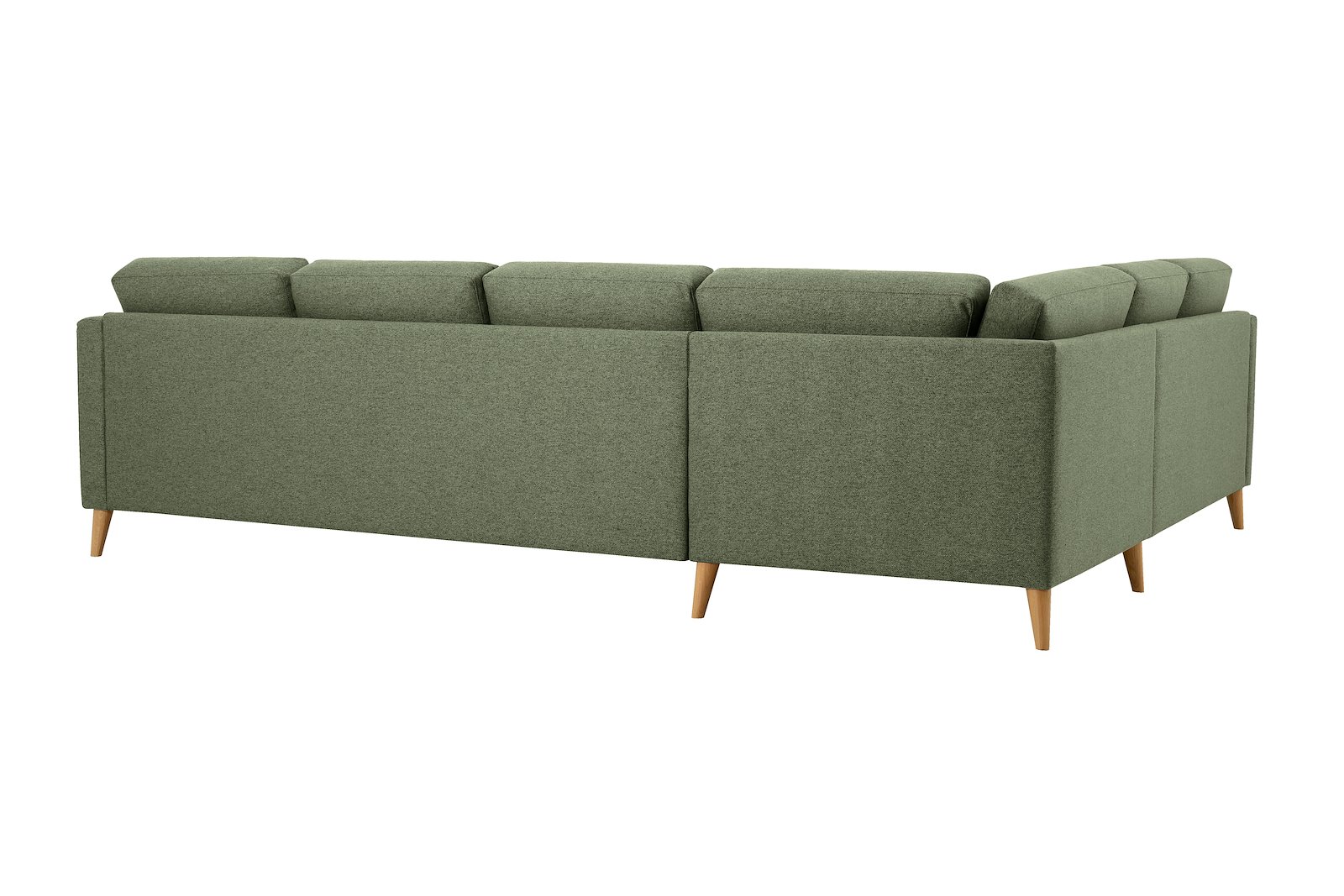 Eden hjørnesofa 23 hjørne i tekstil Neve 17/2 Dark Green med ben i eik natur (15137).