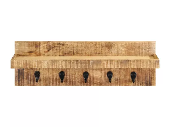 Porte-manteau mural 60x15x20 cm Bois de manguier brut solide